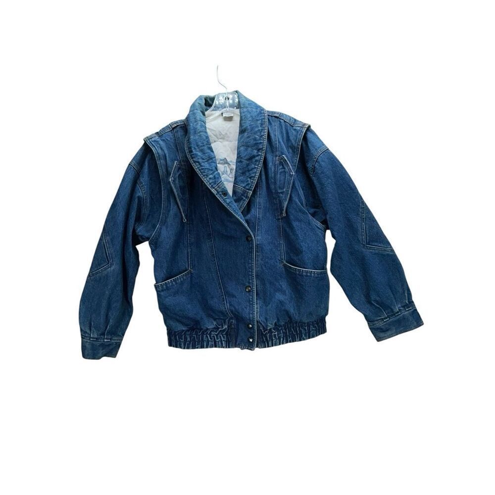 Vintage Le’Arsi Denim Bomber Jacket B-25 Mitchell Graphic Liner Med